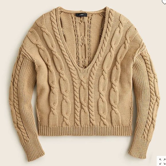 J CREW V Neck Cable-Knit Sweater Size XL - Picture 4 of 10